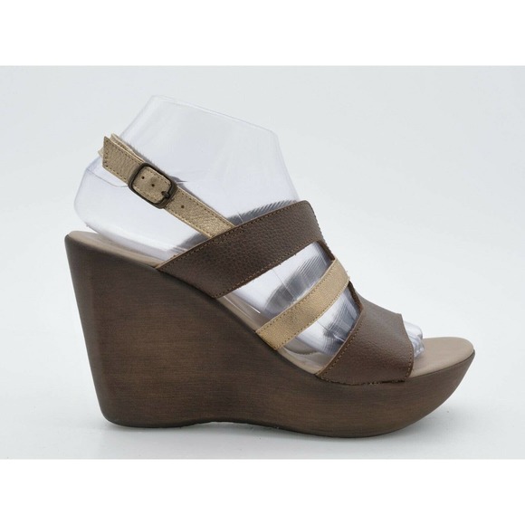 Matisse Sandals Womens 8.5 Brown Leather Platform Wedge Slingback EUR 39 - Picture 2 of 9